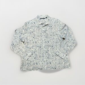 Perry Ellis Men’s XXL White and Blue Abstract Button Down Shirt